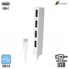 Hub Tipo C com 4 USB 3.0 XC-HUB-9 X-Cell - Branco